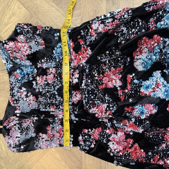 Dress the Population Lindsay Sequin Velvet Mini Dress Size Small Black EUC - Picture 13 of 14